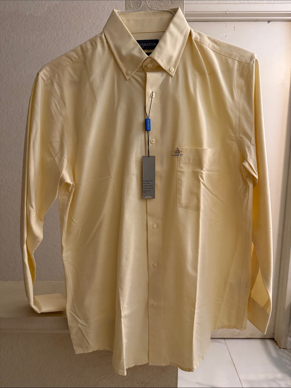 Covington Pale Yellow Long Sleeve  Dress Shirt